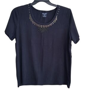 Lane Bryant Black Sequined Short Sleeve Tee Size 18/20